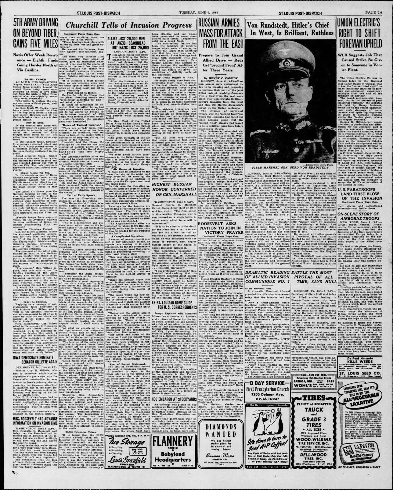 7: Churchill tells of invasion progress